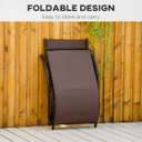 Folding Lounge Chair, Outdoor Chaise Lounge for Beach, Poolside, Brown