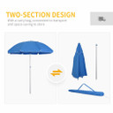 1.96m Arced Beach Umbrella 3-Angle Canopy w/ Aluminium Frame Bag Blue