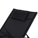 Sun Lounger Half Circle Arms Adjustable Head Footrest Aluminium Frame Black