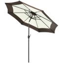 Outsunny 2.7m Garden Parasol Umbrella with 8 Metal Ribs, Tilt and Crank, Coffee