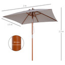 Wooden Patio Umbrella Market Parasol Outdoor Sunshade Grey Outsunny