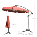 2.7m Banana Parasol Cantilever Crank Handle Wine Red