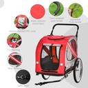 2-In-1 Dog Bike Trailer Stroller w/ Universal Wheel Reflector Flag Red Pawhut