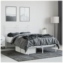 vidaXL Metal Bed Frame with Headboard White 135x190 cm