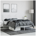 vidaXL Metal Bed Frame with Headboard White 120x190 cm