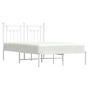 vidaXL Metal Bed Frame with Headboard White 120x190 cm