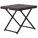  Folding Square Rattan Coffee Table Bistro Balcony Garden Steel Outdoor