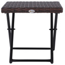  Folding Square Rattan Coffee Table Bistro Balcony Garden Steel Outdoor