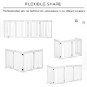 Pet Gate Foldable Freestanding Dog Safety Barrier w/ Support Feet White