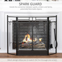 HOMCOM 3 Panel Folding Fire Screen with Double Door Fireplace Tool Accessary