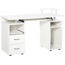 HOMCOM Computer Office Desk Table Workstation w/  Keyboard Tray, Drawer, White