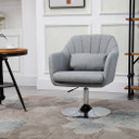 HOMCOM Stylish Retro Linen Swivel Tub Chair Steel Frame Cushion Seat Light Grey