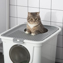 Cat Litter Tray Pet Litter Box Toilet w/ Front Entrance, Top Exit, Scoop - White