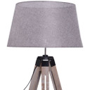 Tripod Floor Lamp Freestanding Bedside Light with Fabric Shade Grey