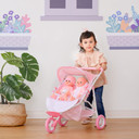 Olivia's Little World Double Twin Baby Doll Pram Stroller Pink Stars