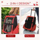 Pet Travel Backpack Bag Cat Puppy Dog Carrier w/ Trolley and Telescopic Handle
