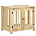 Wooden Dog Crate Furniture w/ Double Doors, Soft Cushion, for Medium Dogs