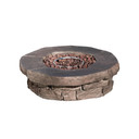 Teamson Home Outdoor Gas Fire Pit with Stone Finish, Lava Rocks, and Cover