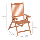 5-Position Acacia Wood Chair Folding Recliner Dining Seat Garden Outdoor Indoor