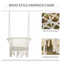 Hanging Hammock Chair Macrame Seat for Patio Garden Cream White