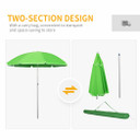 1.96m Arced Beach Umbrella 3-Angle Canopy w/ Aluminium Frame Bag Green