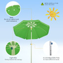 1.96m Arced Beach Umbrella 3-Angle Canopy w/ Aluminium Frame Bag Green