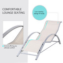 3 Pieces Lounge Chair Set Garden Sunbathing Chair w/ Table Cream Outsunny