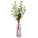 100cm White Artificial Blossom and Berries Glass Vase