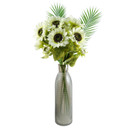 100cm White Artificial Sunflower Arrangement Glass Vase