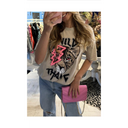 Ladies Oversized Tiger Lightning Wild Thang T-Shirt - Front View