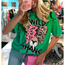 Ladies Oversized Tiger Lightning Wild Thang T-Shirt - Front View