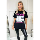 Ladies Paris Slogan oversized T-Shirt