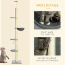 250cm Floor to Ceiling Cat Tree, Five-Level Kitten Tower w/ Hammock