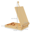 Vinsetto Wooden Table Easel Box Hold Canvas up to 61cm Adjustable Sketch Board