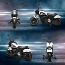 6V Electric Motorbike w/ Training Wheels, One-Button Start, Headlight - White