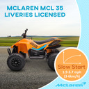 McLaren MCL 35 12V Quad Bike in Vibrant Orange Liveries - Durable Design for Kids Aged 3-8 - Quick Charge Electric Ride-On Toy