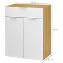 HOMCOM High Gloss Storage Cabinet w/ Drawer Double Door Cupboard White Natural