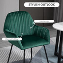 Modern Accent Chair Velvet-Feel Upholstered Lounge Armchair Metal Base Green