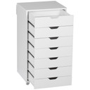 Vinsetto Mobile Filing Cabinet, 7-drawer File Cabinet with Wheels, White