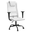 vidaXL Office Chair White Mesh Fabric and Faux Leather