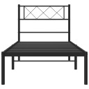 vidaXL Metal Bed Frame with Headboard Black 90x200 cm