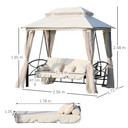 Outdoor 2-in-1 Convertible Swing Chair/Bed 3 Seater w/Nettings - Beige/Cream White