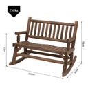  2-Seater Rocking Bench Wood Frame Curved Dark Stain Brown