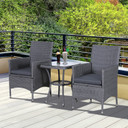 Outsunny Three-Piece Rattan Chair Set with Cushions - Stylish Outdoor Furniture for Relaxation and Comfort