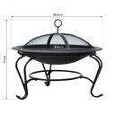  Outdoor Fire Pit, 56 x 45H cm (Lid Included)-Black/Blue