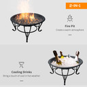  Outdoor Fire Pit, 56 x 45H cm (Lid Included)-Black/Blue
