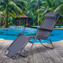 Outsunny 2 in 1 Sun Lounger Folding Reclining Chair Camping Adjustable Back & Pillow