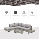 3pc Rattan Sofa Set Lounge Furniture Tea Table, Side Table & Cushioned Grey