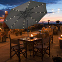 Outsunny Garden 24 LED Light Parasol Outdoor Tilt Sun Umbrella with Adjustable LED Lights - Grey colour option