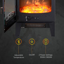 Electric Heater Freestanding Fireplace Artificial Flame Tempered Glass Casing